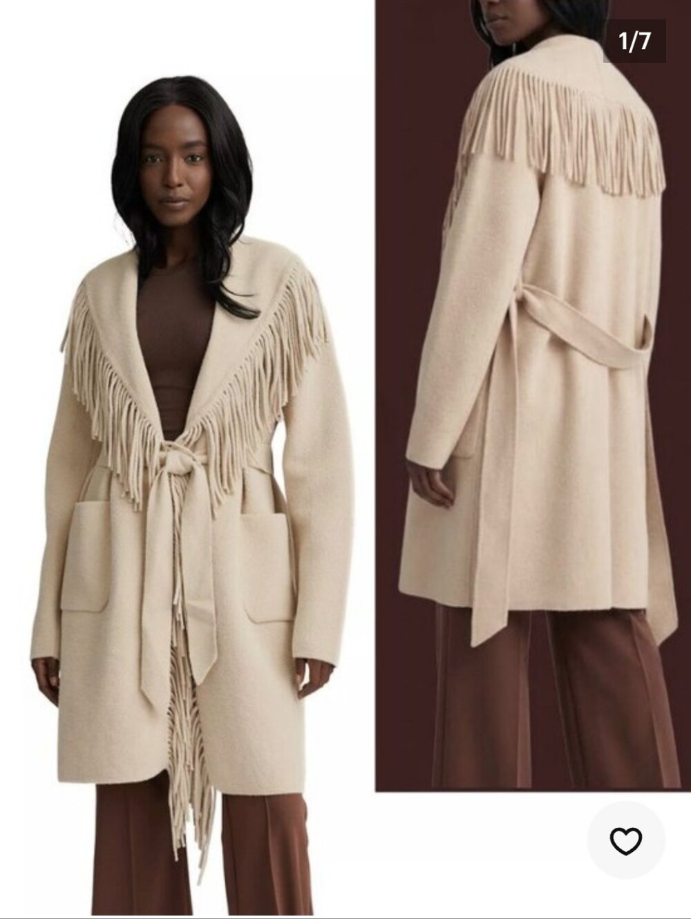 NWT NVLT Beige Mink Eyelash Coatigan with Fringe